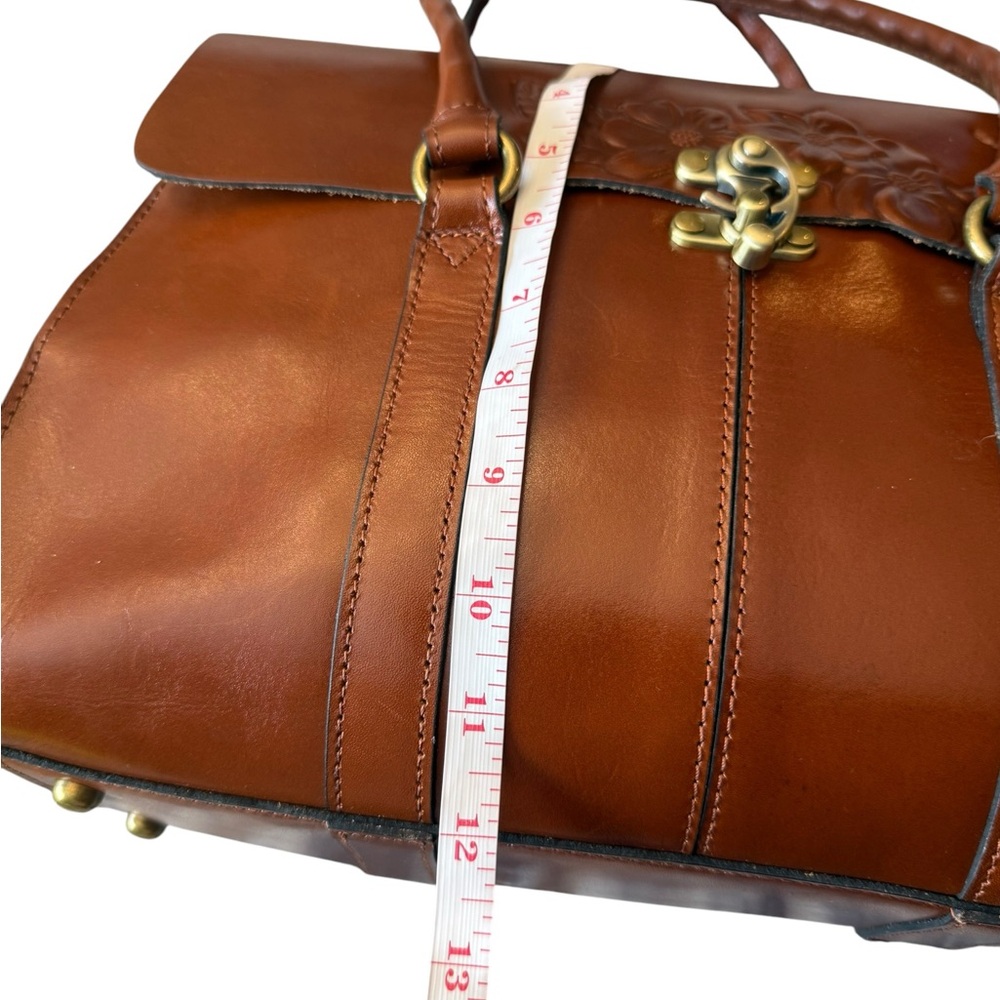 Patricia Nash Vienna Satchel Handbag Tan Tooled Leather Floral Bag NEW Luxury - Picture 11 of 16